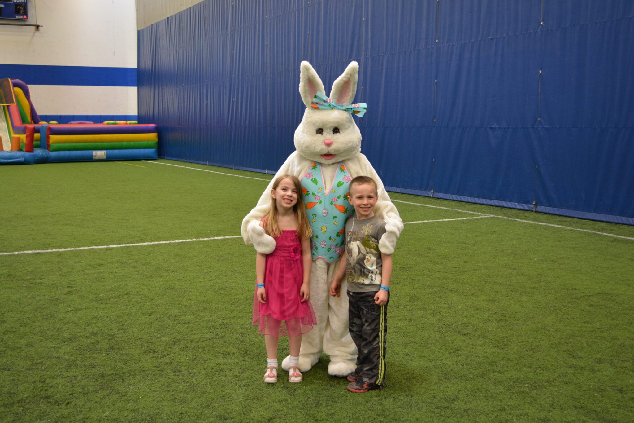 Easter Bunny on an indoor turf field at Milwaukee Yard Oak Creek WI