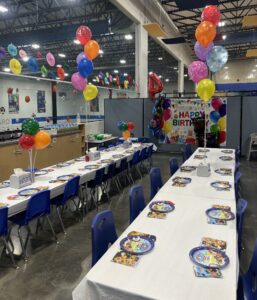 Private birthday party room at Milwaukee Yard indoor sports complex in Oak Creek WI