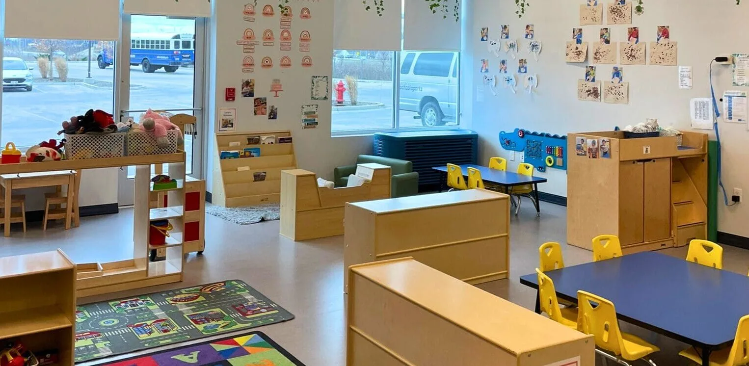 Active Childcare classroom with 9 learning areas including science sensory play art and literacy at Milwaukee Yard Oak Creek WI