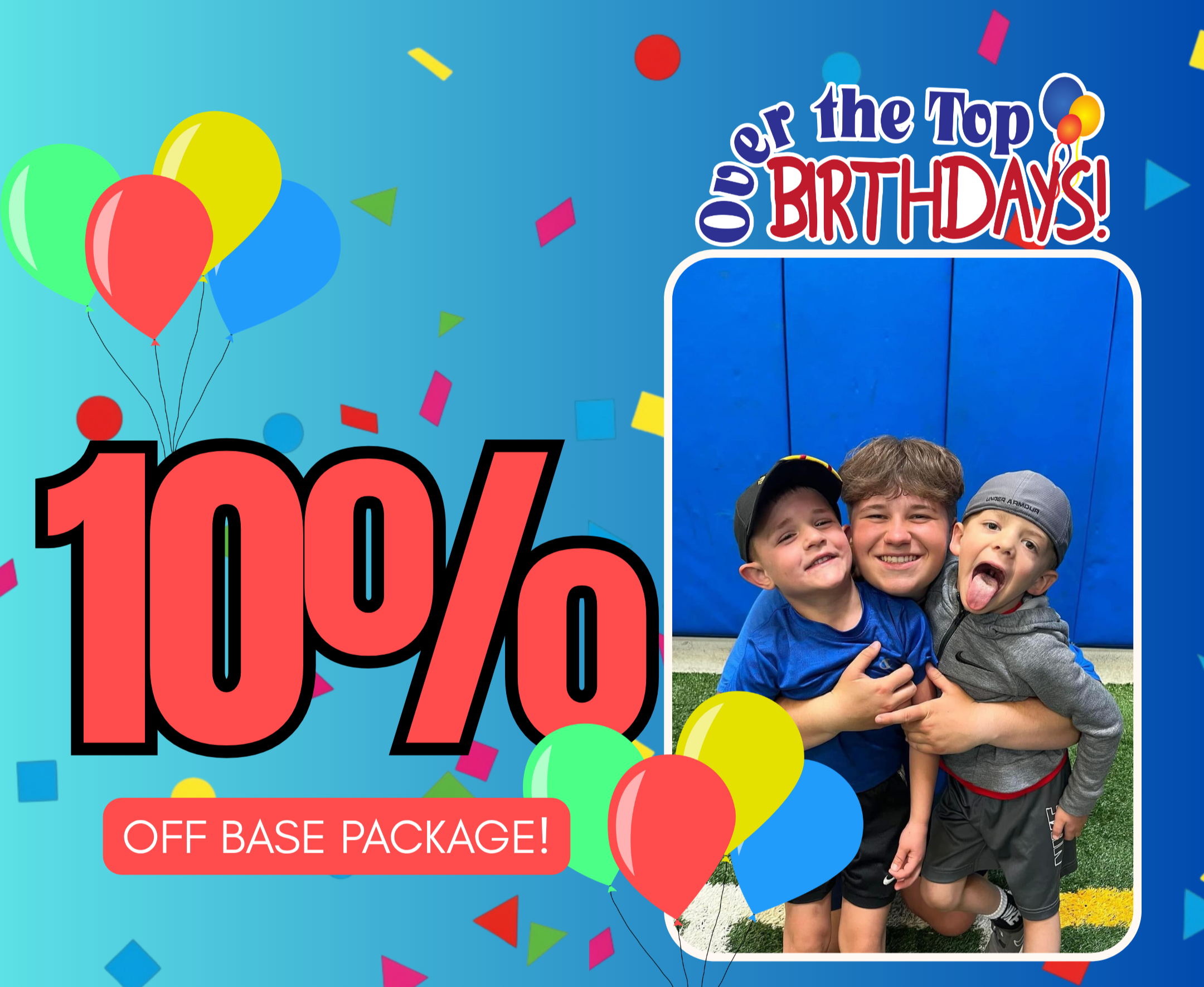 Over the Top Birthdays 10% discount for birthday parties at Milwaukee Yard