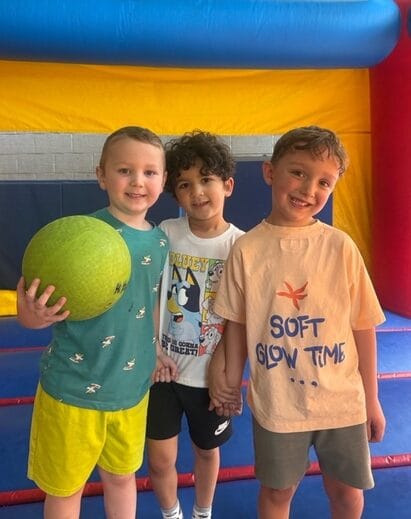 Having fun at a birthday party with inflatables at Milwaukee Yard!